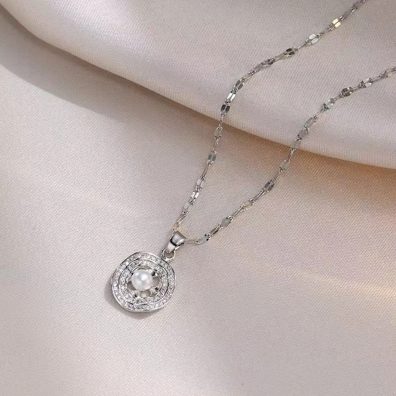 高品质气质满锆镶嵌贝珠款圆形项链