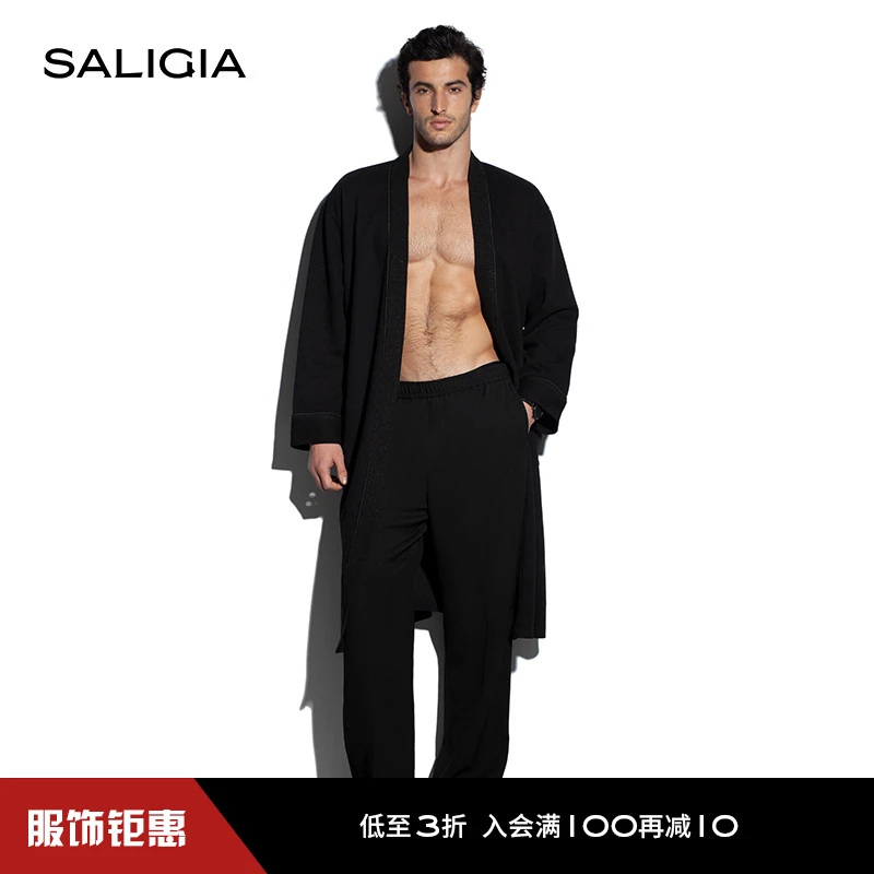 SALIGIA雅居织纹华夫格顺滑垂坠干爽挺括家居男士睡袍