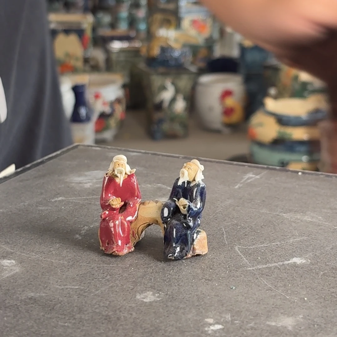 。一风堂石湾花盆 小摆件 宽6高5