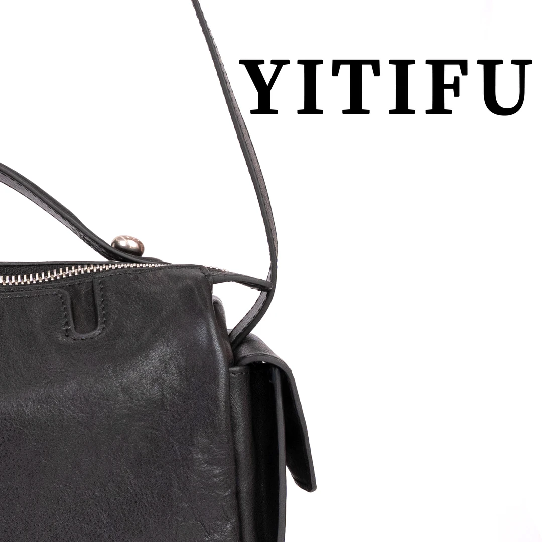 【顶版】水桶邮差单肩斜挎包黑色百搭真皮头层进口小牛皮慵懒风