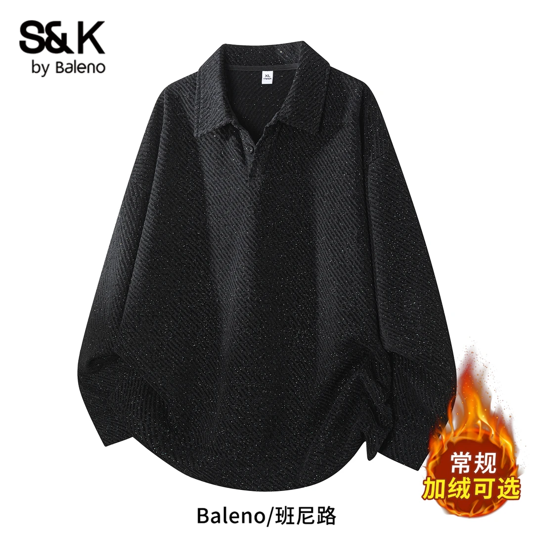 班尼路S&K潮牌满天星polo衫卫衣男士2025冬季新款宽松休闲上衣服