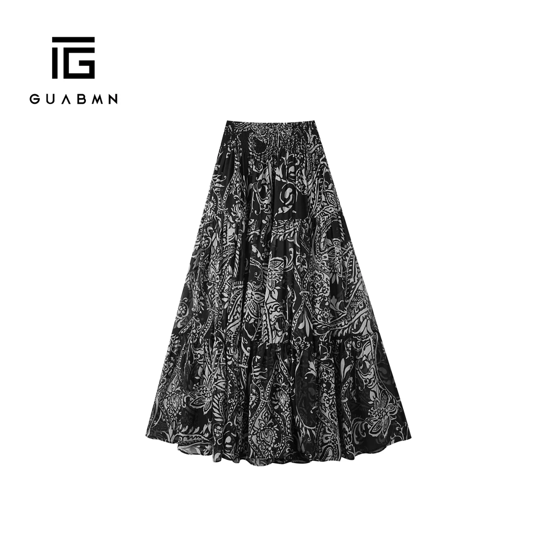 GUABMN2025夏季新款彼岸花法式赫本风高级感半身裙夏日穿搭5161