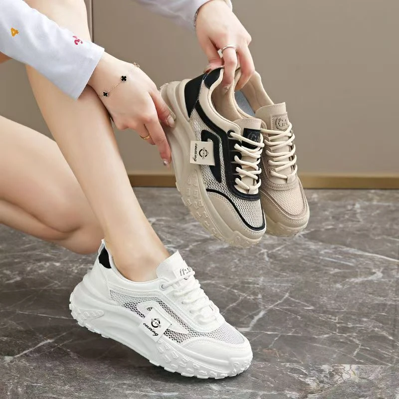 网面透气老爹鞋女2025夏季爆款百搭休闲运动鞋厚底轻便小白鞋