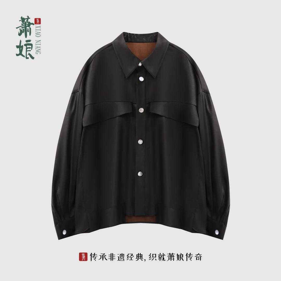萧娘【梦露】弹力缎香云纱工艺女外套新中式桑蚕丝国风女外搭5628