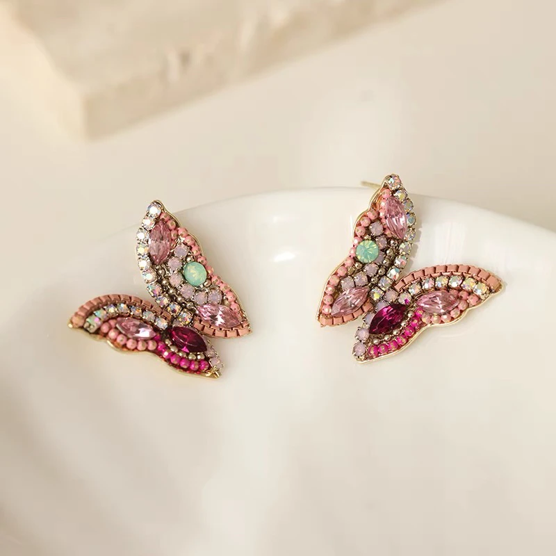 铜合金耳饰 A099 法式复古蝴蝶优雅轻奢高级感时尚耳环法式简约