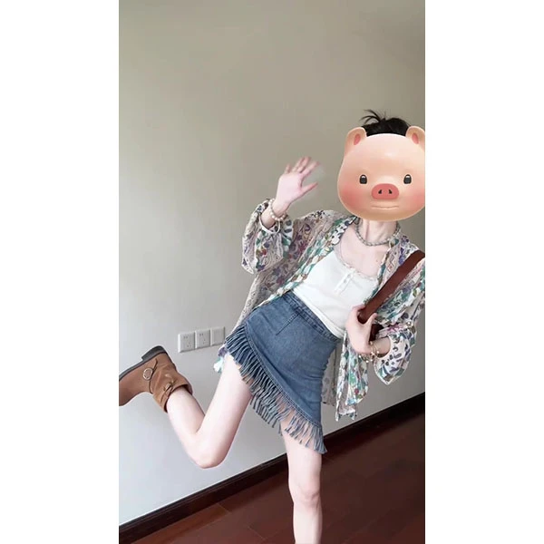灯笼长袖衬衫女2025新款国风丝绒上衣休闲开衫外套背心裙子套装