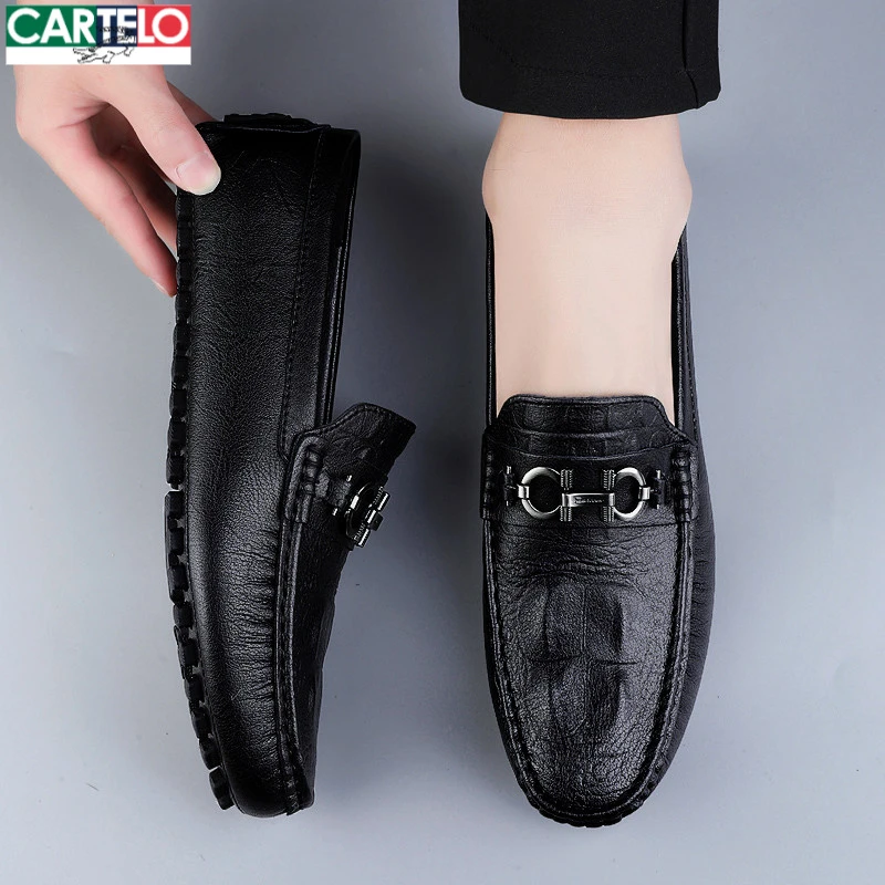 男鞋透气时尚休闲鞋子男款乐福鞋新款大码商务皮鞋男士豆豆鞋百搭