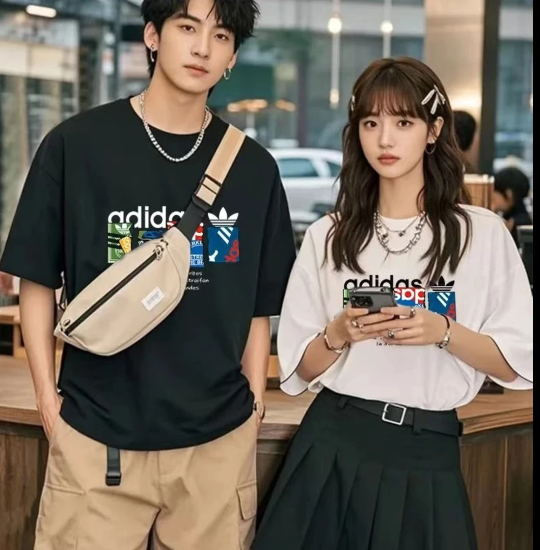 2025新款潮流时尚半袖夏季印花T恤休闲圆领短袖百搭T恤宽松22