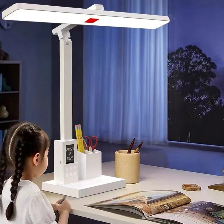 新款led红光护眼学习台灯学生宿舍阅读专用笔筒小台灯卧室小夜灯