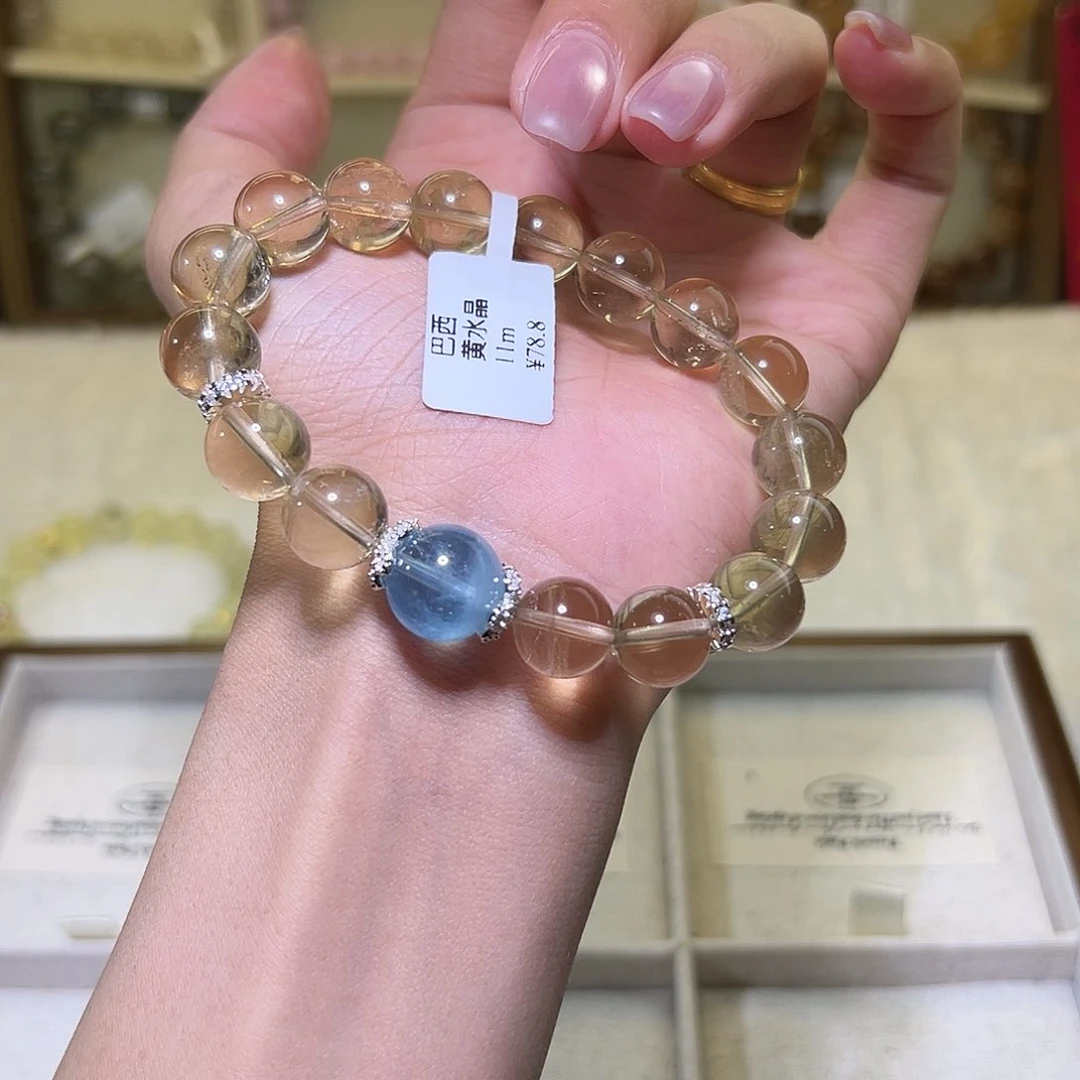 水晶手链未镶嵌巴西黄水晶11m 48小时鉴赏