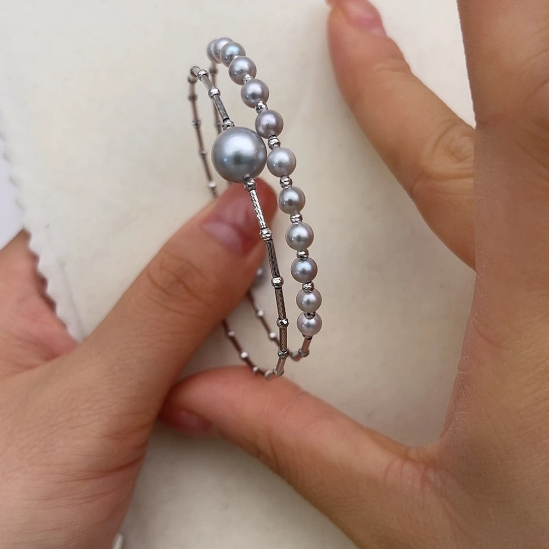 海水珍珠手镯18K金镶嵌