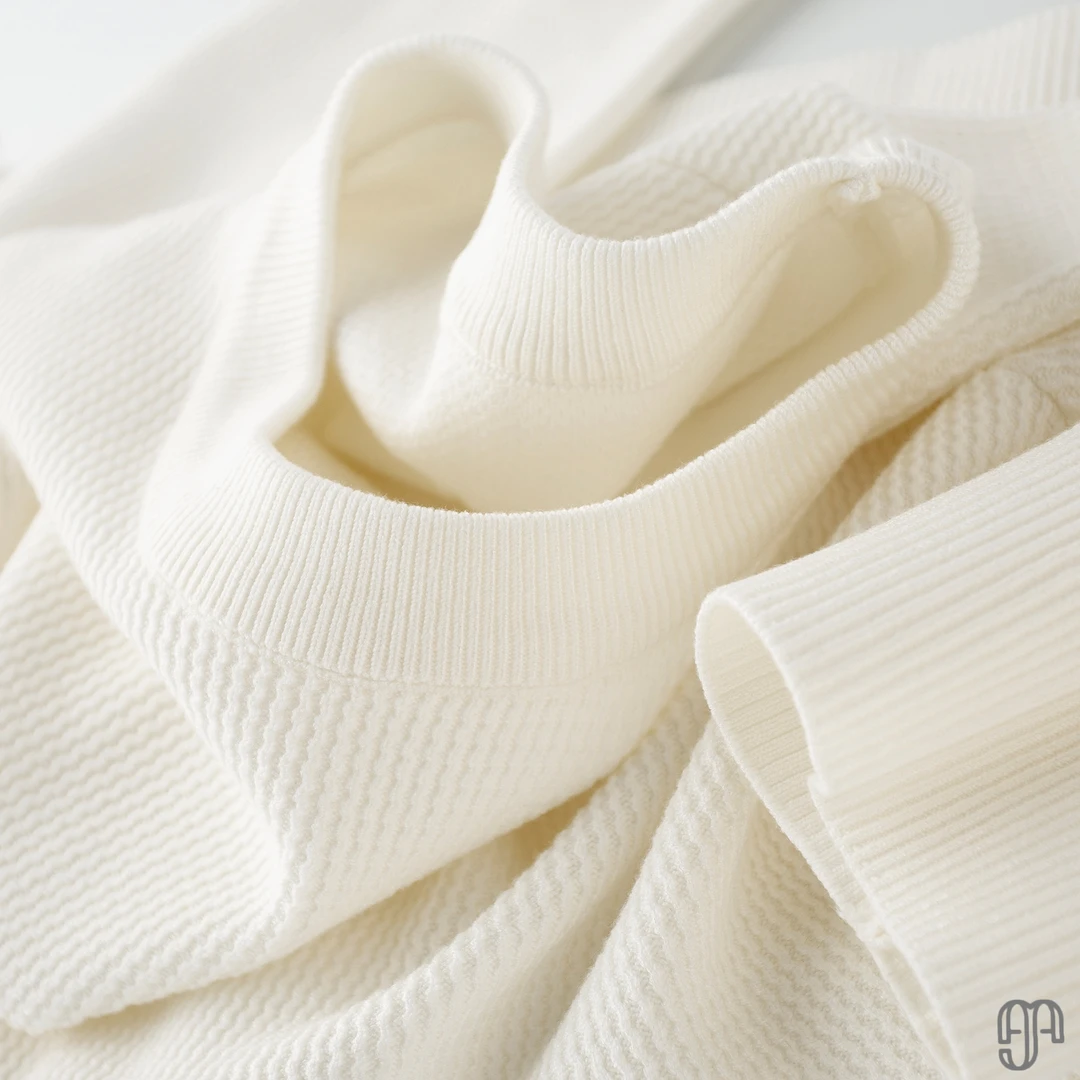 看得见的质感~保暖提花休闲白色毛衣男修身圆领针织衫男冬季厚款