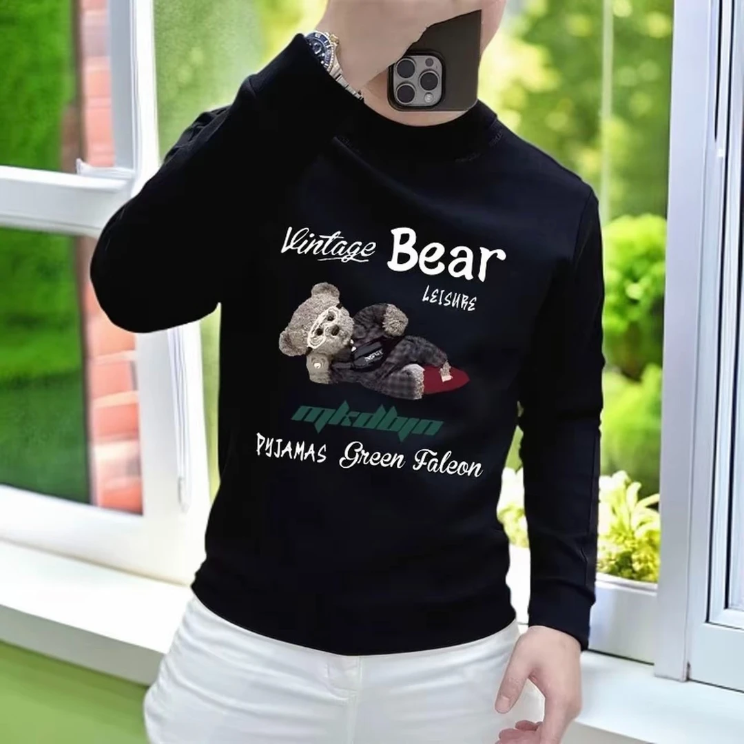 bear睡熊印花秋冬新款潮牌百搭休闲潮流爆款圆领男女同款保暖卫衣