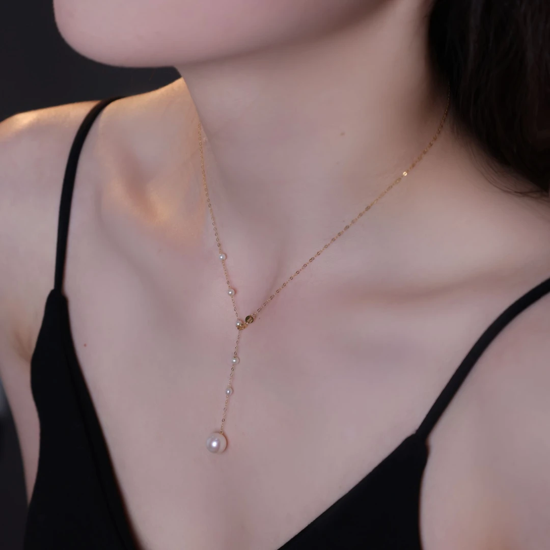 希君羽翼18k设计Y形项链 淡水珍珠轻奢6颗珍珠Z235