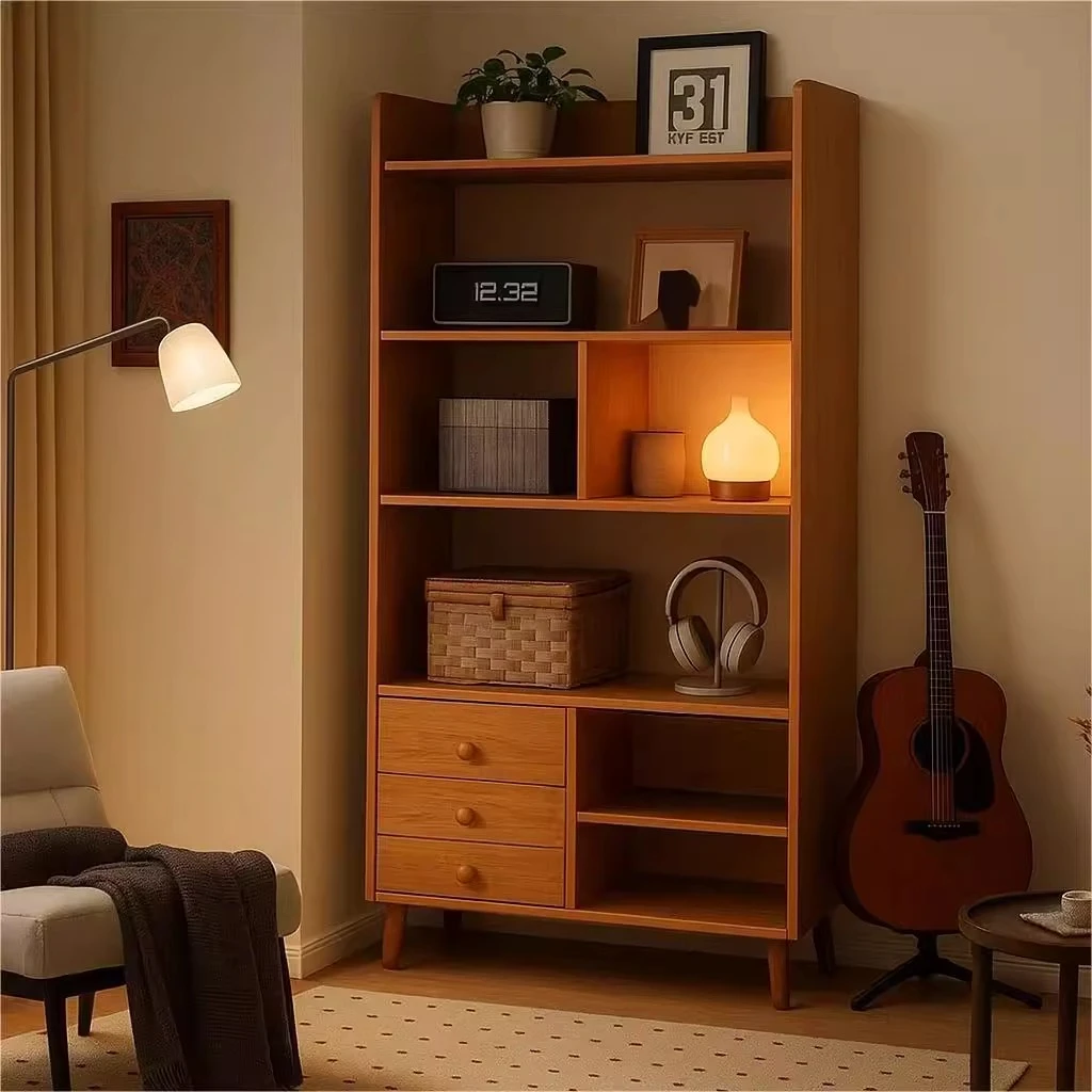 书柜实木书架书柜新款2025高档大气家用书柜一面墙储物柜一体靠墙