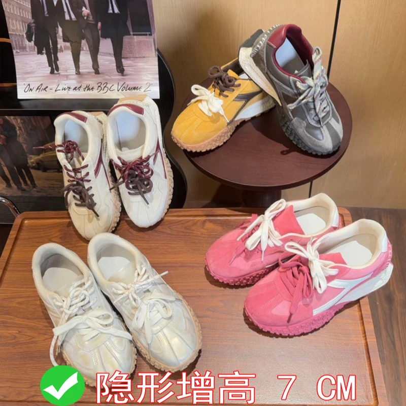 7cm内增高德训鞋女2025春季新款阿甘鞋舒适软底百搭运动休闲鞋