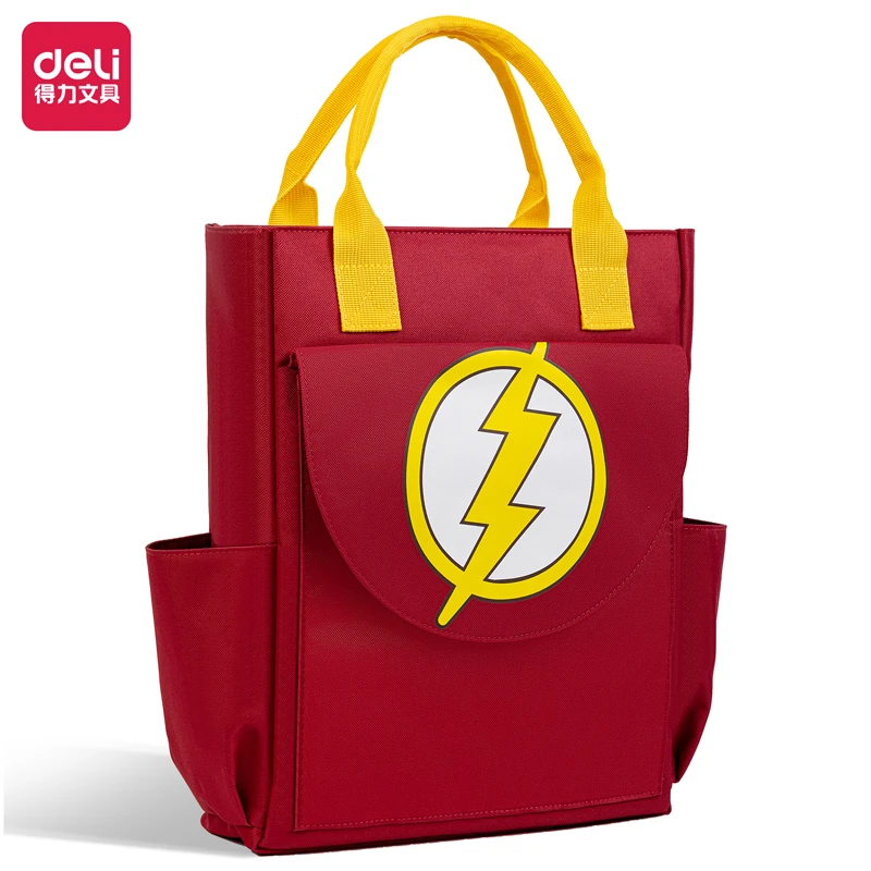 得力73162正义联盟补习袋大容量多隔层牛津布手提双侧口袋收纳袋