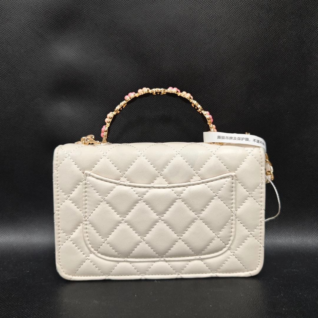 高定奢品 时尚潮流真皮新款女包包 10688 白色一体款花