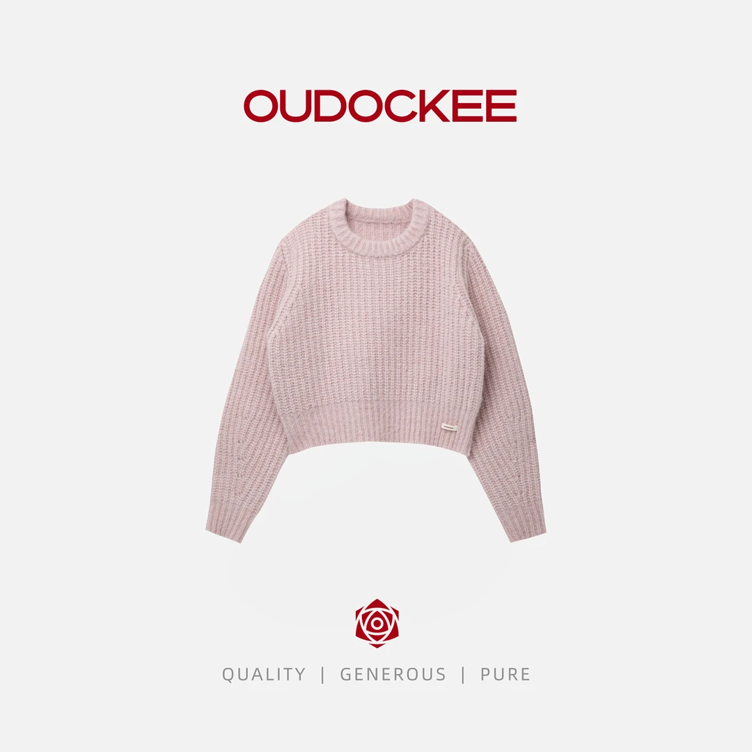 OUDOCKEE 鸥鸥 【绵羊毛】水蜜桃 圆领慵懒高级感宽松 MACAB782T