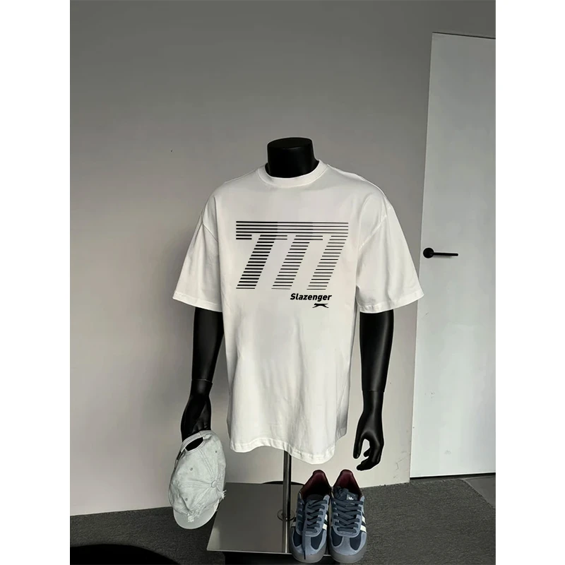 重磅不透白色短袖t恤男美式潮牌ins纯棉上衣情侣圆领宽松男士半袖