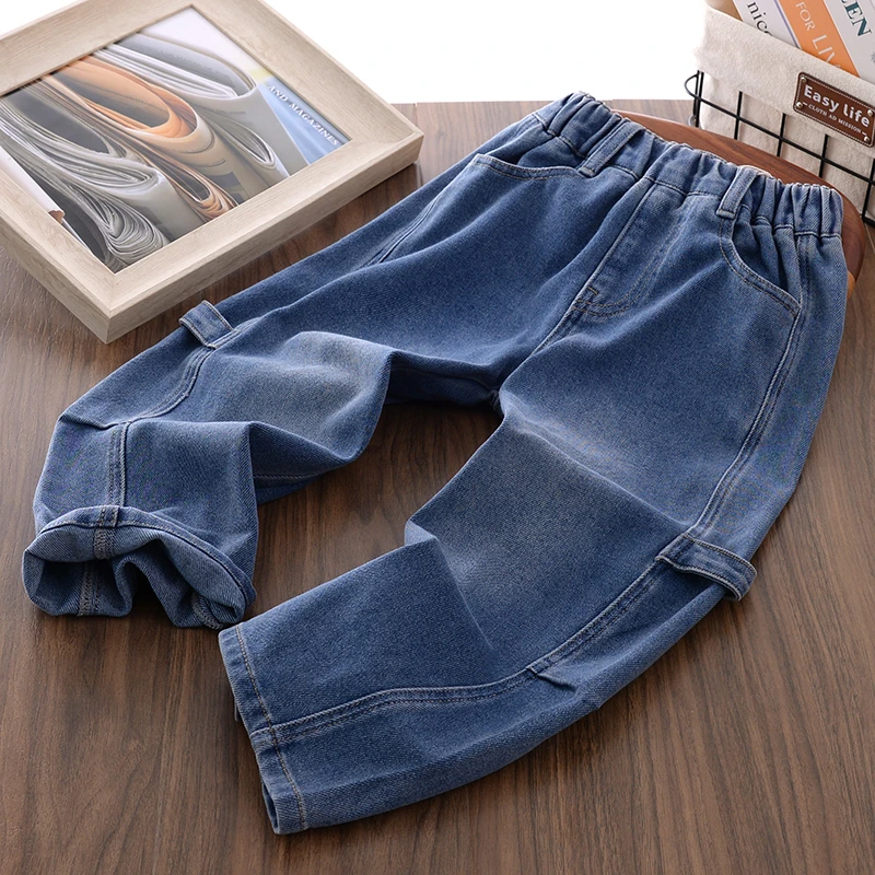 【弯刀软牛仔】男女童装牛仔裤秋新中大童亲子百搭洋气弯刀裤Q1352