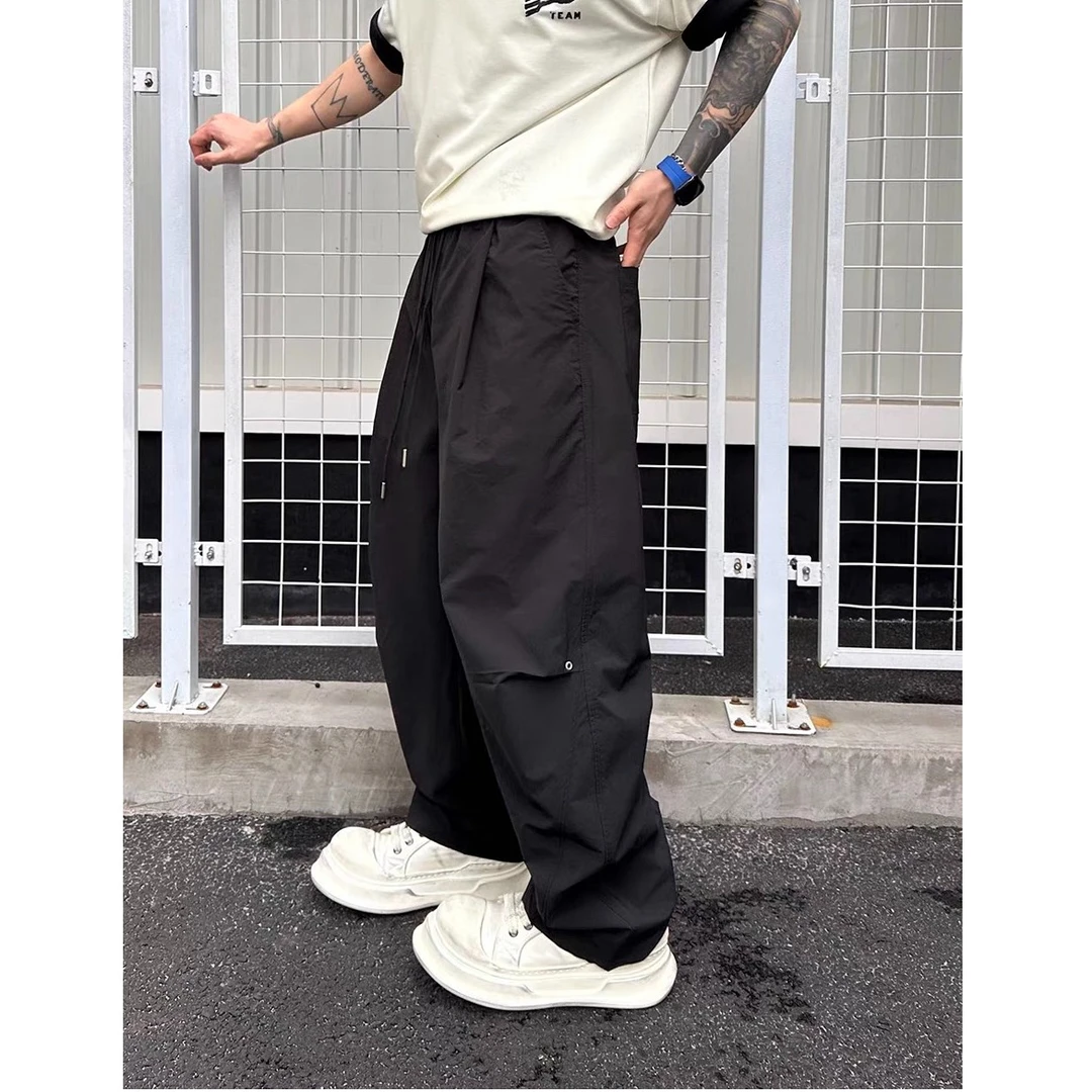 夏季纯色直筒薄款长裤男士速干裤简约透气休闲裤百搭宽松型运动裤