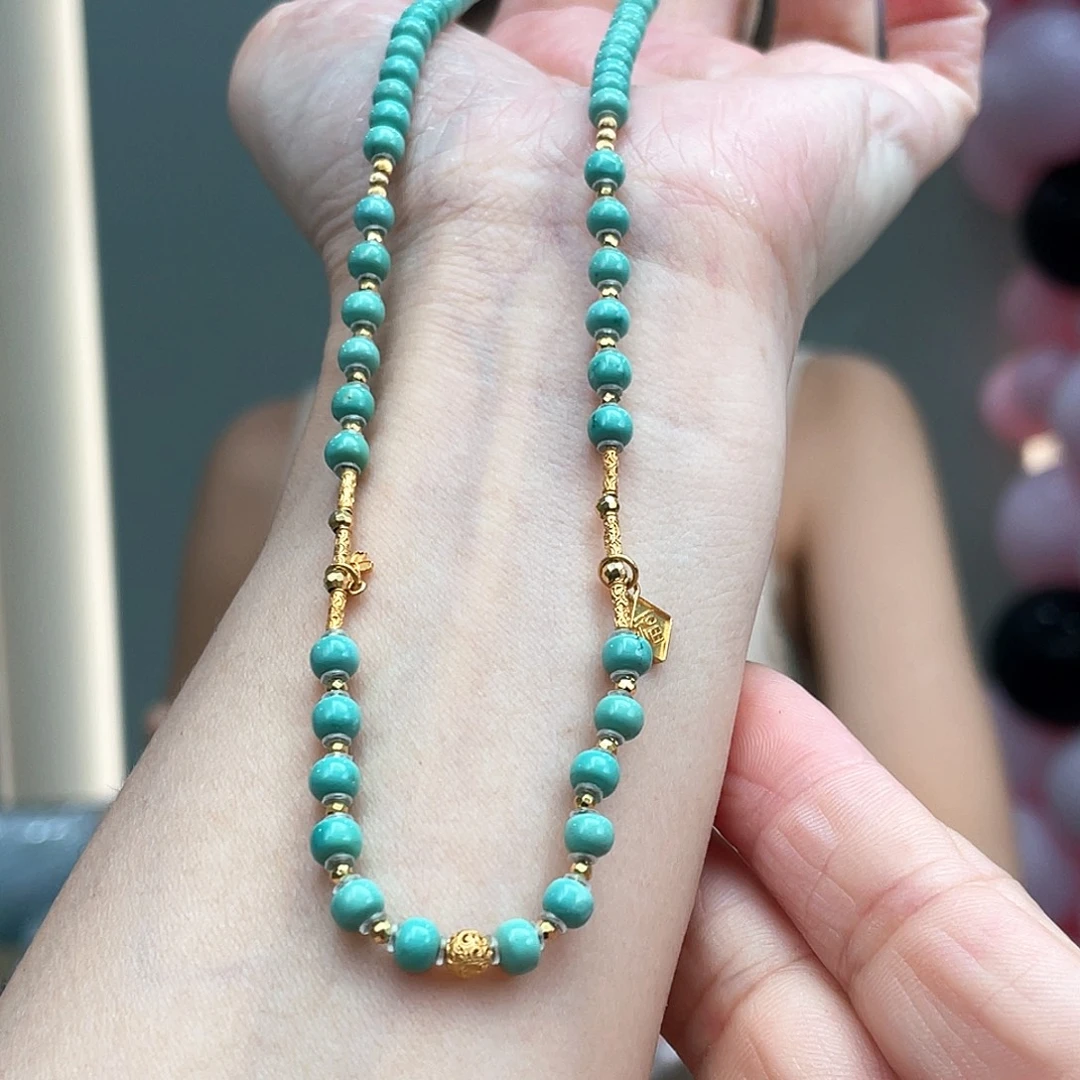 绿松石18K金镶嵌颈饰