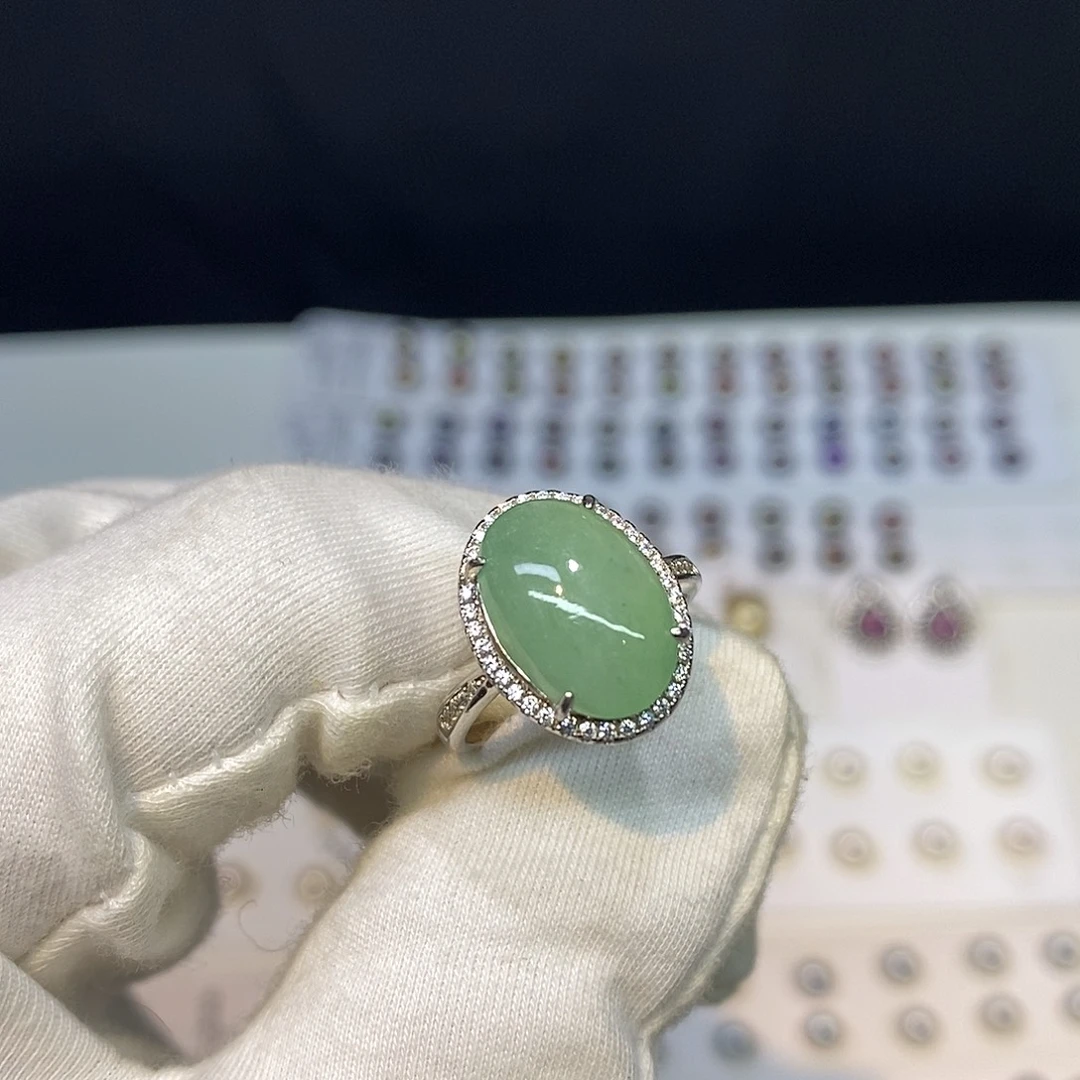 翡翠银S925镶嵌戒指