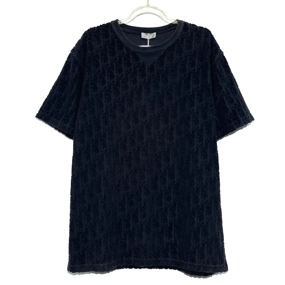 99新 DIOR/迪奥 S码 logo满印黑色毛巾短袖 0382