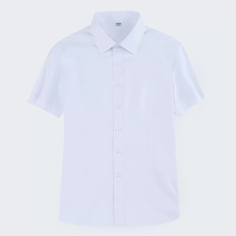 白色净面混纺短袖衬衫【偶有微瑕 介意慎拍】