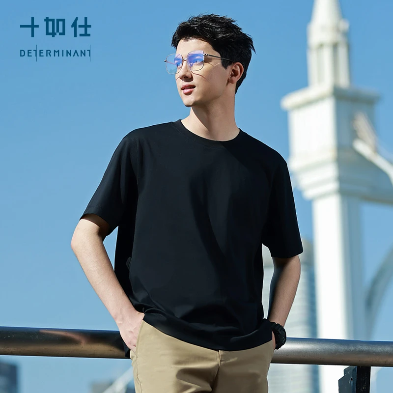 十如仕团长汗无痕简约圆领百搭休闲短袖t夏季运动透气纯色t12-02