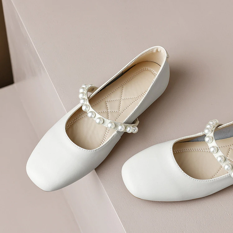 【伊恩】牛皮/玛丽珍/浅口单鞋春季复古风平跟浅口