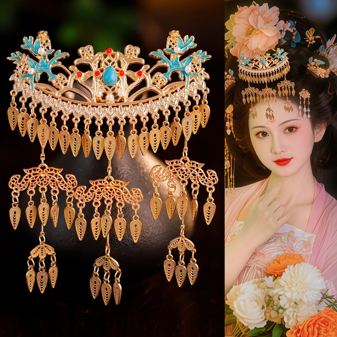 古风汉服发冠发饰百搭气质手工唐风头饰配饰额饰复原款头冠流苏女