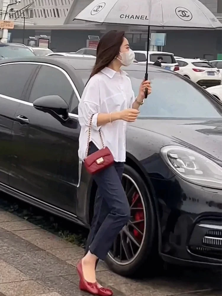 JYD6178白色时尚五分小个子气质衬衫西裤两件套韩版宽松春夏新款