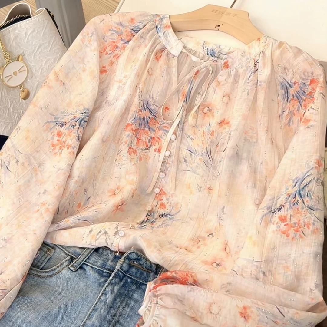 玉子CS1253莫奈花园系列连肩袖衬衫时尚莱赛尔天丝面料百搭