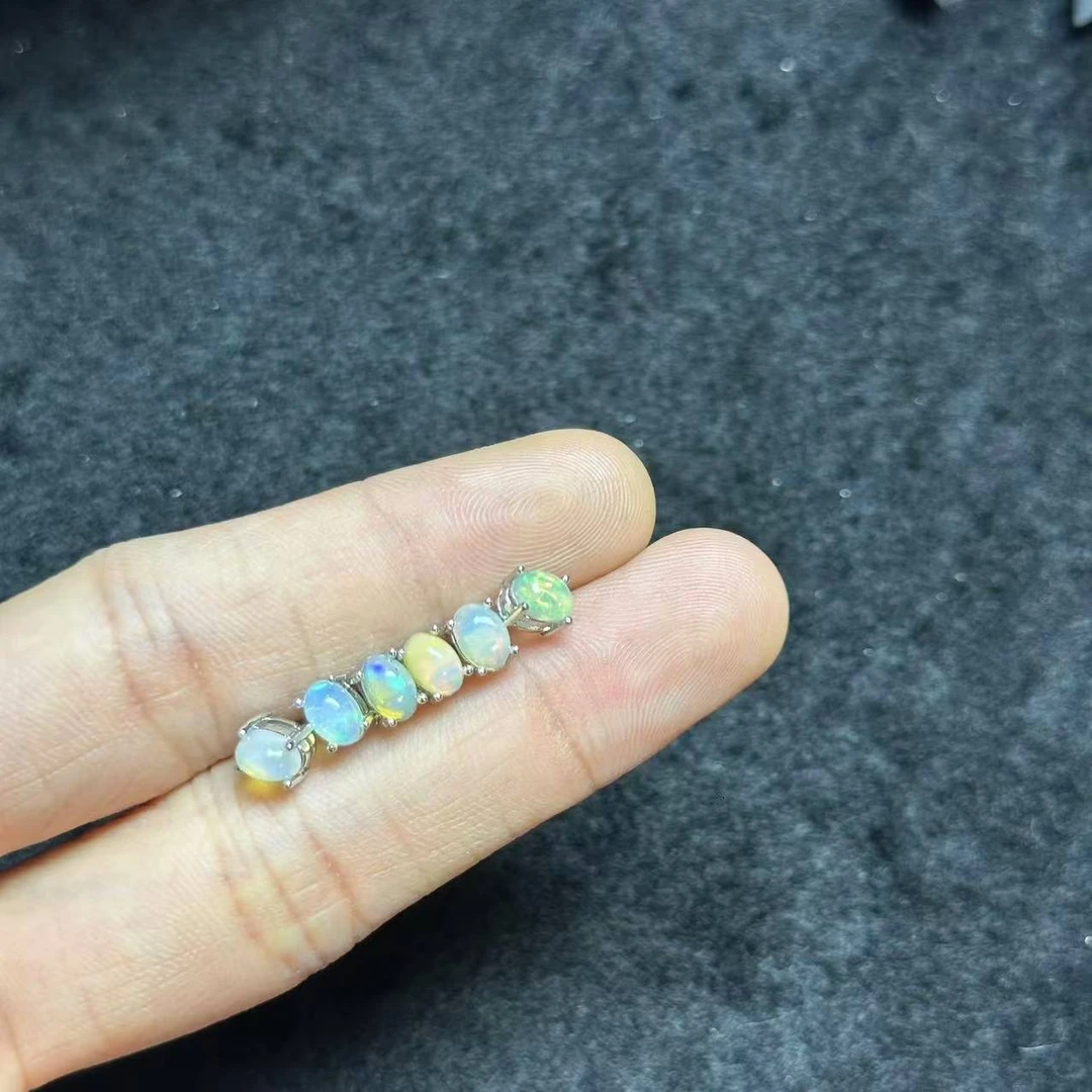 H087 天然欧泊耳针 （多样性发一件）尺寸6*4mm