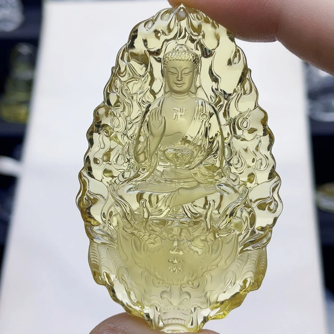 奶***翅水晶颈饰未镶嵌黄水晶大师阿咪吊坠