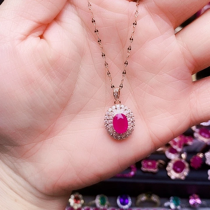 红宝石银S925镶嵌颈饰