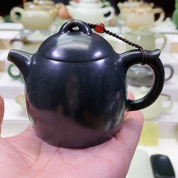 和田玉未镶嵌挂件茶壶150m l