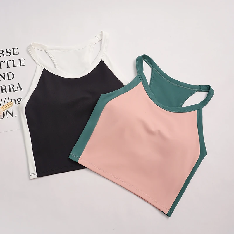 158一体式瑜伽背心女一体杯胸垫健身服WX907