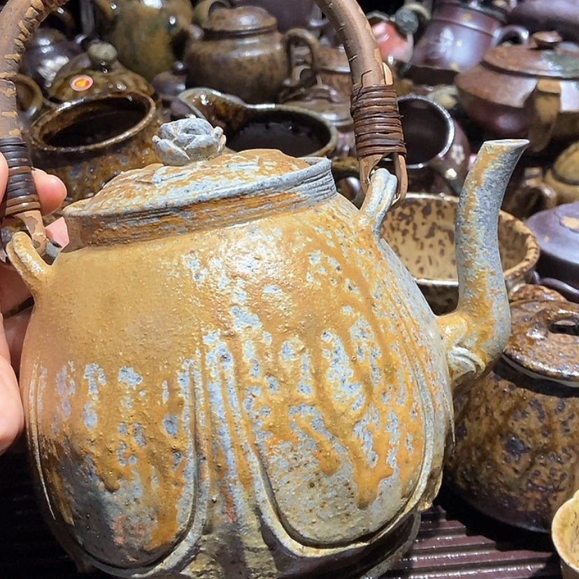 【闪购商品】茶杯紫砂小**潺双木料大提梁瑕