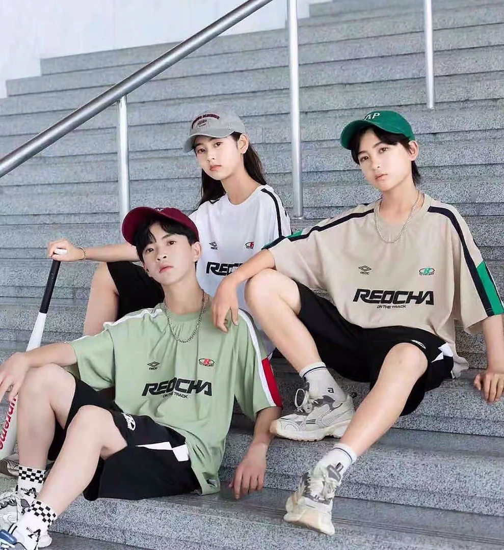 短袖字母夏装宽松型时尚韩版印花圆领T恤夏季日常男士运动潮流