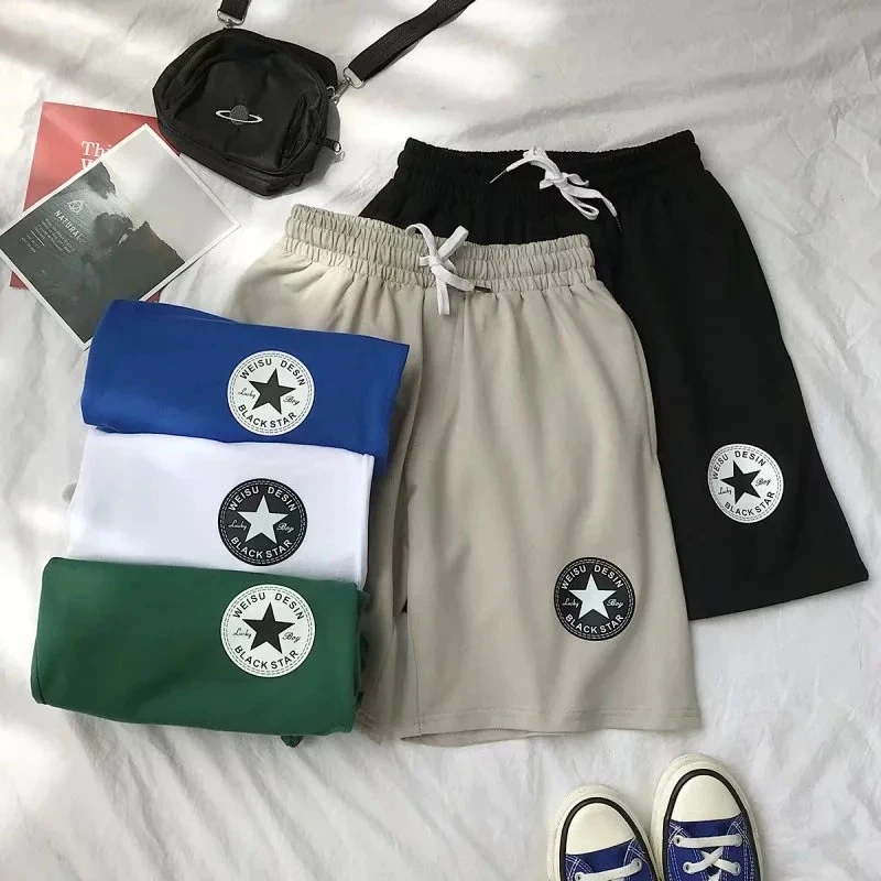 男士夏季新款韩版宽松休闲运动个性印花五分沙滩男速干裤夏季薄款