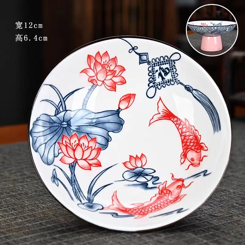 锦鲤果盘陶瓷花纹@F4