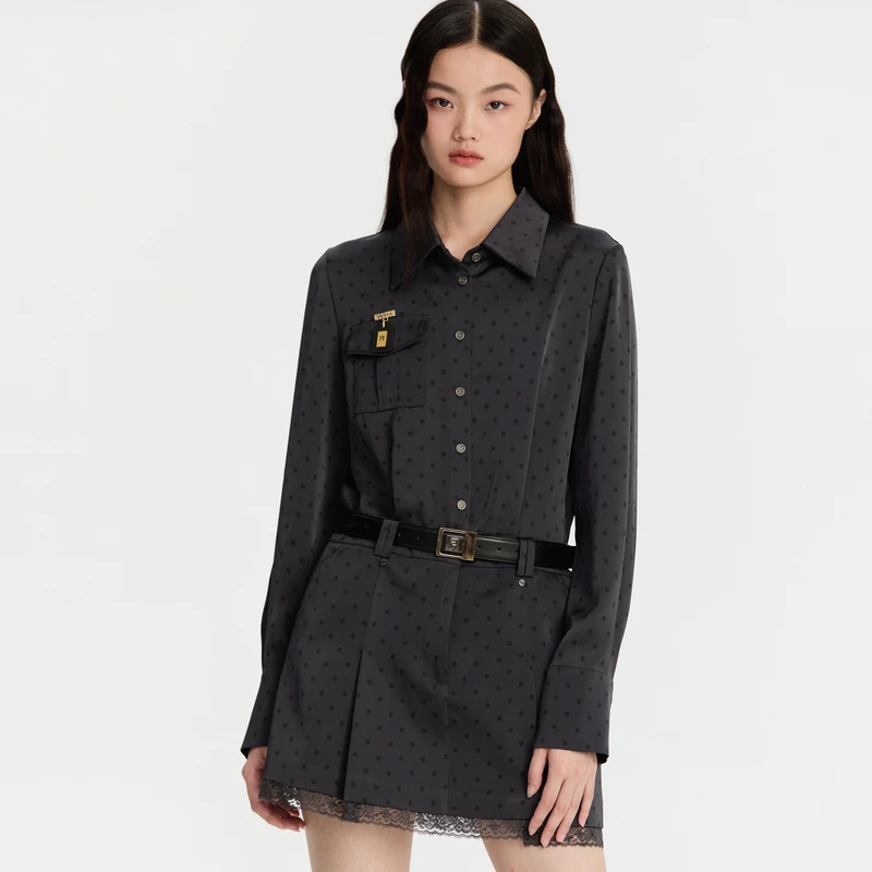 REVAN芮范酷感波点印花连衣裙RM91101272