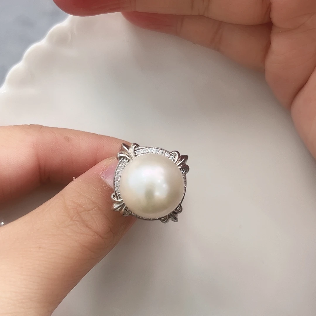 银S925镶嵌淡水珍珠新号开播大龙珠戒指