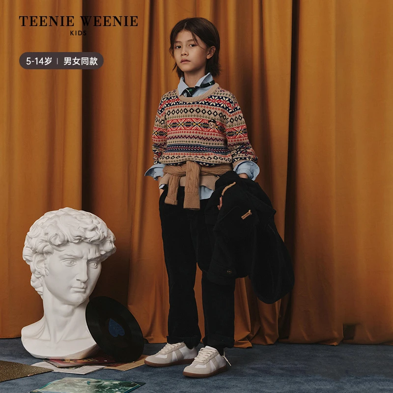TeenieWeenie Kids小熊童装25年秋冬费尔岛纹套头毛衣TKKW258989N