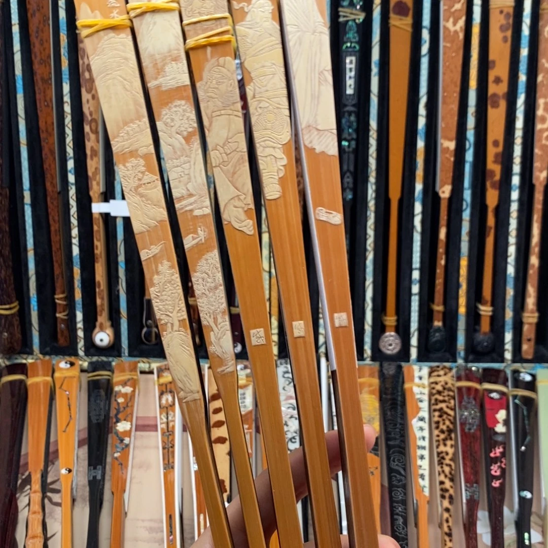 扇子留青雕刻三合青老玉竹五选一