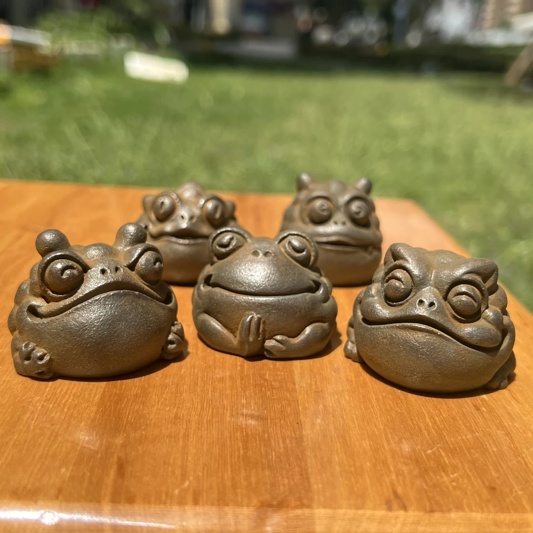 五禅意茶道茶台桌面招财蟾蜍金蟾茶宠可养茶具茶桌茶宠摆件茶玩