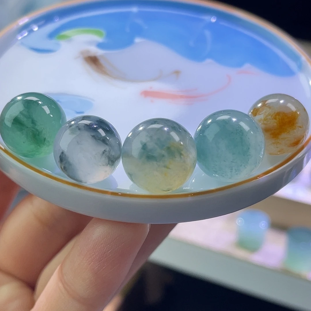 散珠翡翠展示勿拍缅甸翡翠a货卡1213一组多宝特色打包